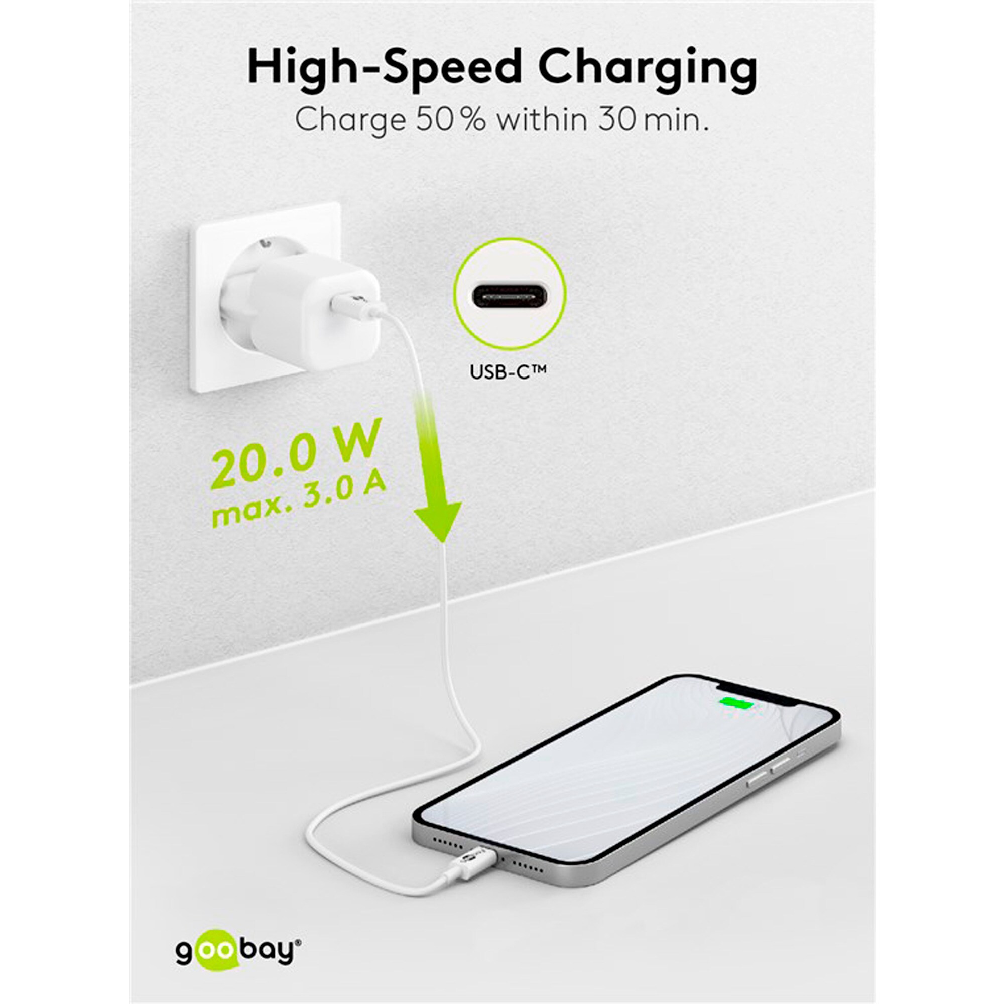 goobay Ladegerät Apple Lightning / USB-C PD-Ladeset nano 20 Watt