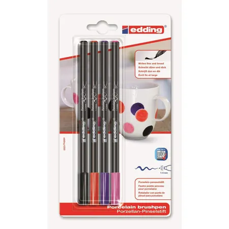 edding 4200 Porzellan Brushpen 1-4mm, 4 Stück warme Farben