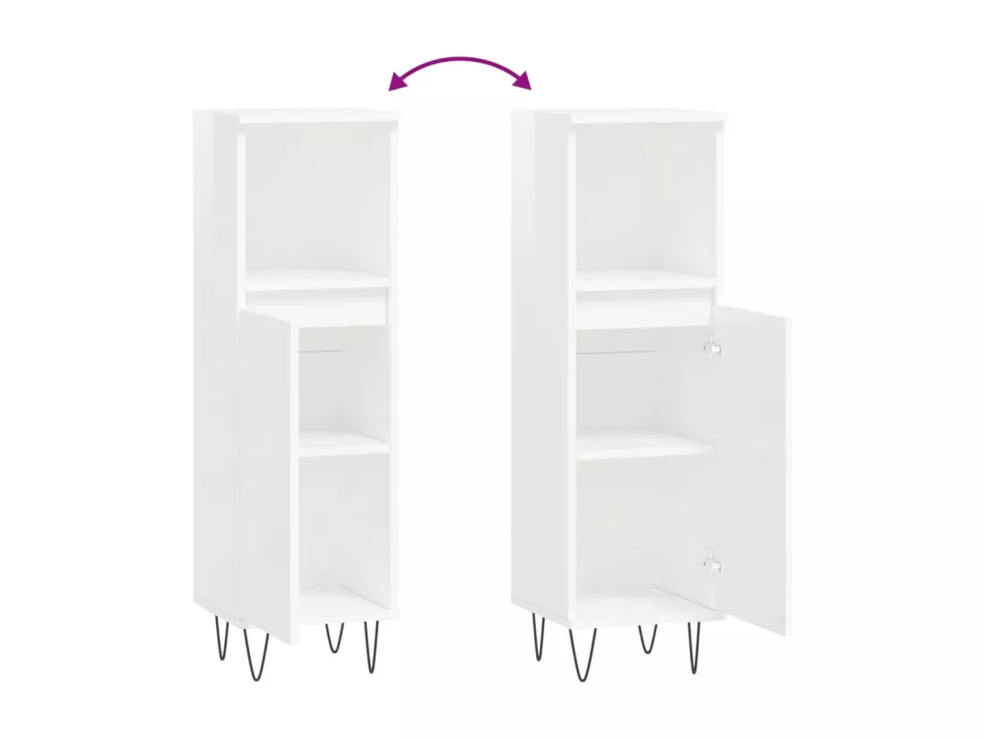Armoire de salle de bain blanc brillant 30x30x100 cm