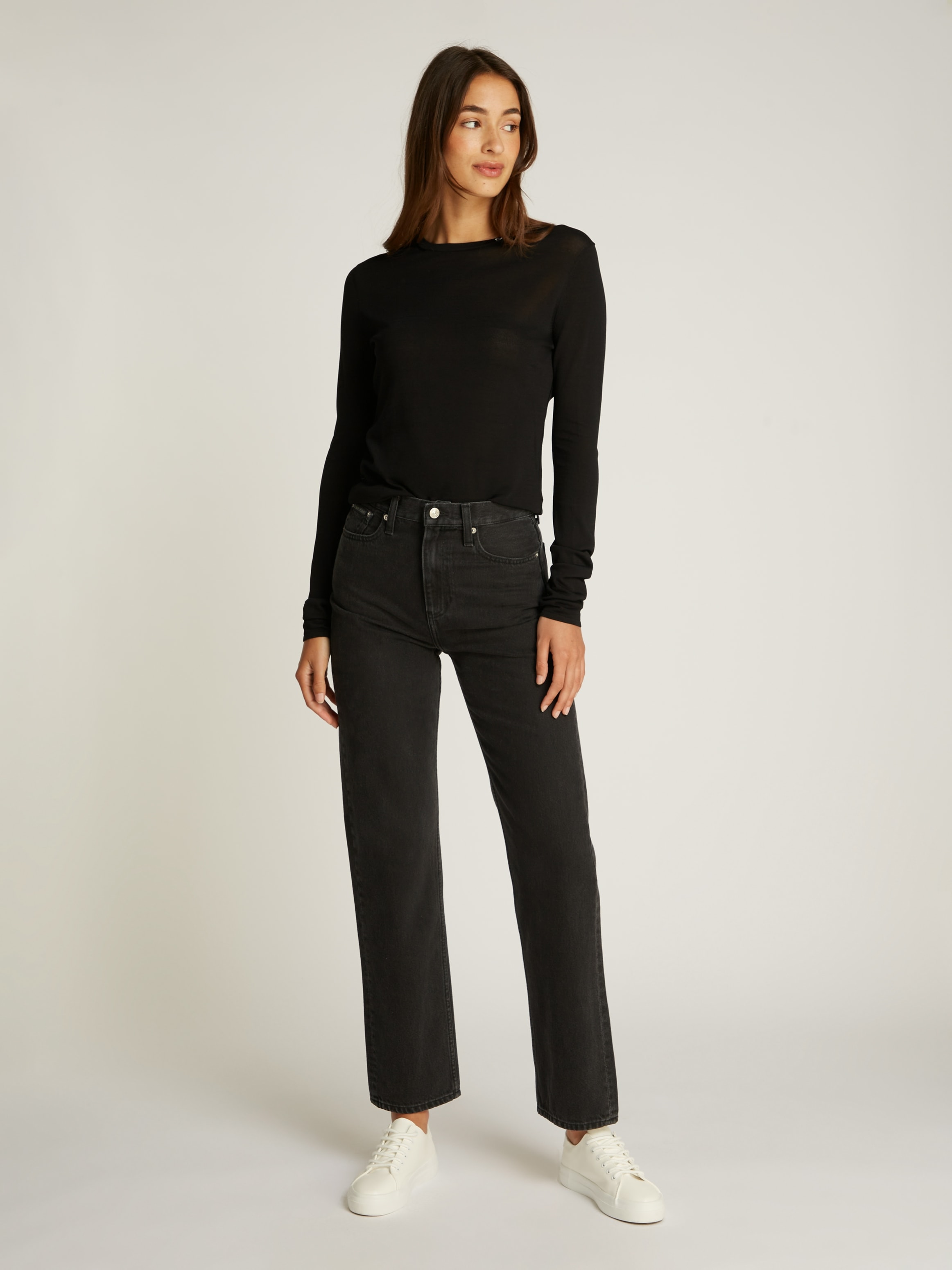 Calvin Klein Jeans Mom-Jeans »HIGH RISE STRAIGHT« leichte Stoned wash Optik, mit Coinpocket