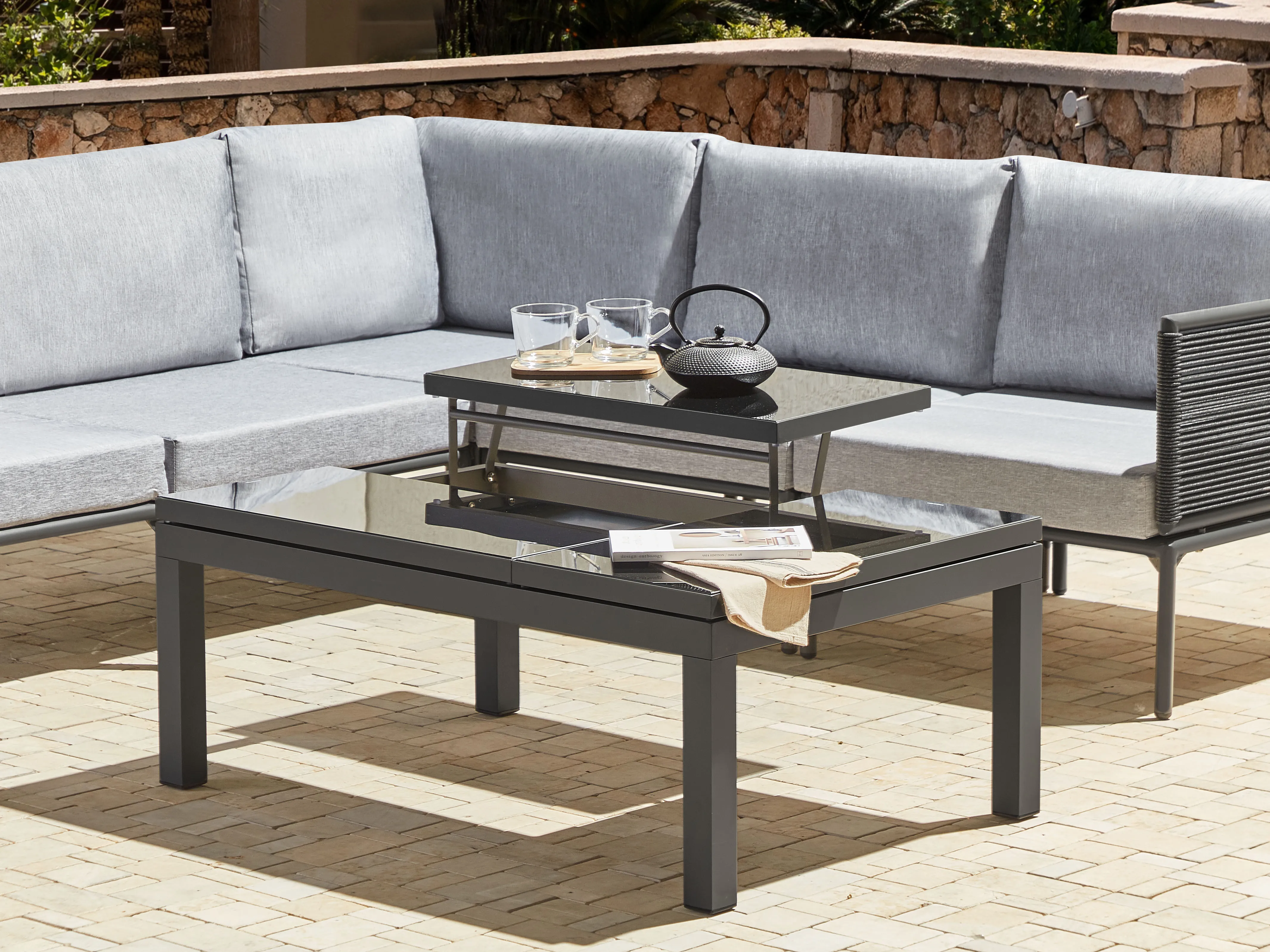 Tuin hoekloungeset met tafel 6-zits FORANO Metaal Grijs