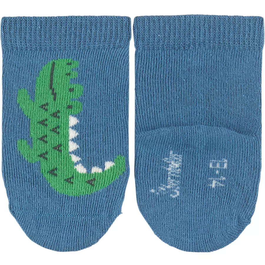 Sterntaler Baby-Söckchen 3er-Pack Krokodil mittelblau