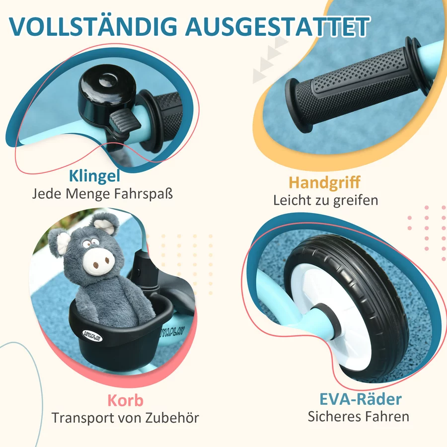 AIYAPLAY Dreirad mit Korb blau
