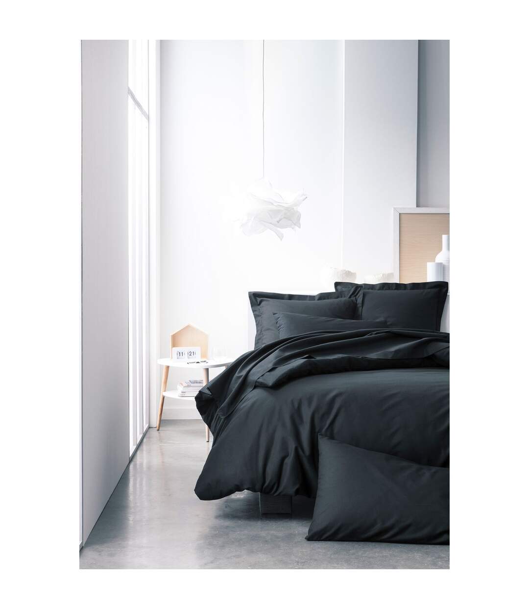 Drap housse Réglisse - 100% coton 57 fils - 140 x 190 cm - Noir