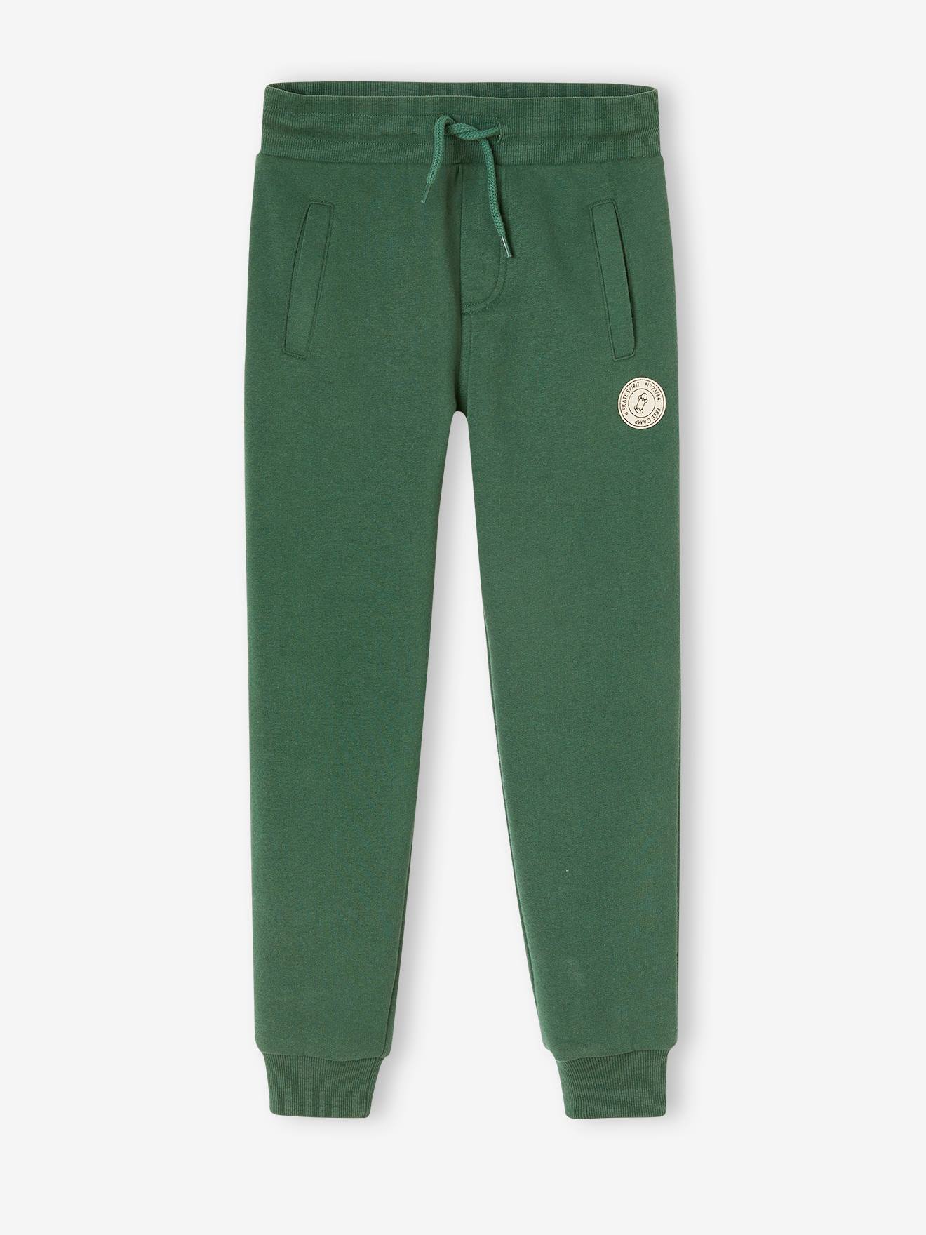 Calça de moletom estilo jogging, preta mesclada escura para menino