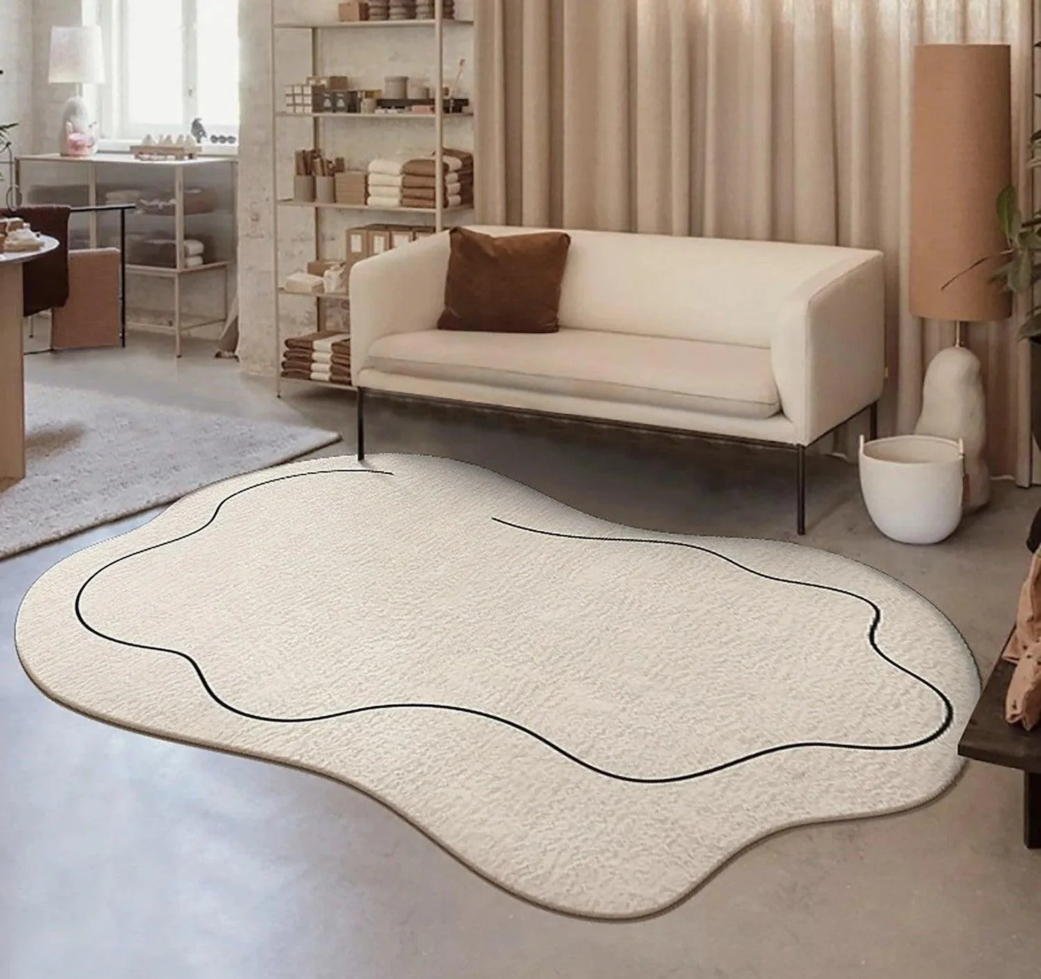 Modern Nordic One Line Irregular Carpet Rug | For Living Room Bedroom Bedside
