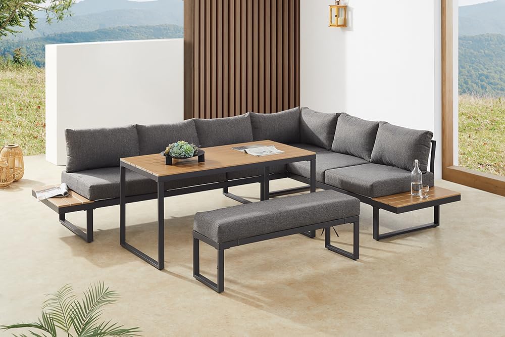 Riess Ambiente Wetterfestes Gartenmöbel Set Ibiza Grand - 280cm - anthrazit - Aluminium Lounge mit Sitzpolstern Outdoor modern