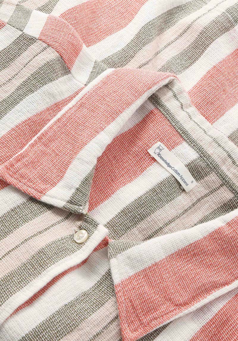 Knowledge Cotton Apparel Hemdbluse Striped SS Shirt Green Stripe
