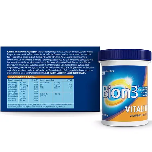 Bion 3 Vitalité Complément Alimentaire Cure 2 mois - 60 comprimés
