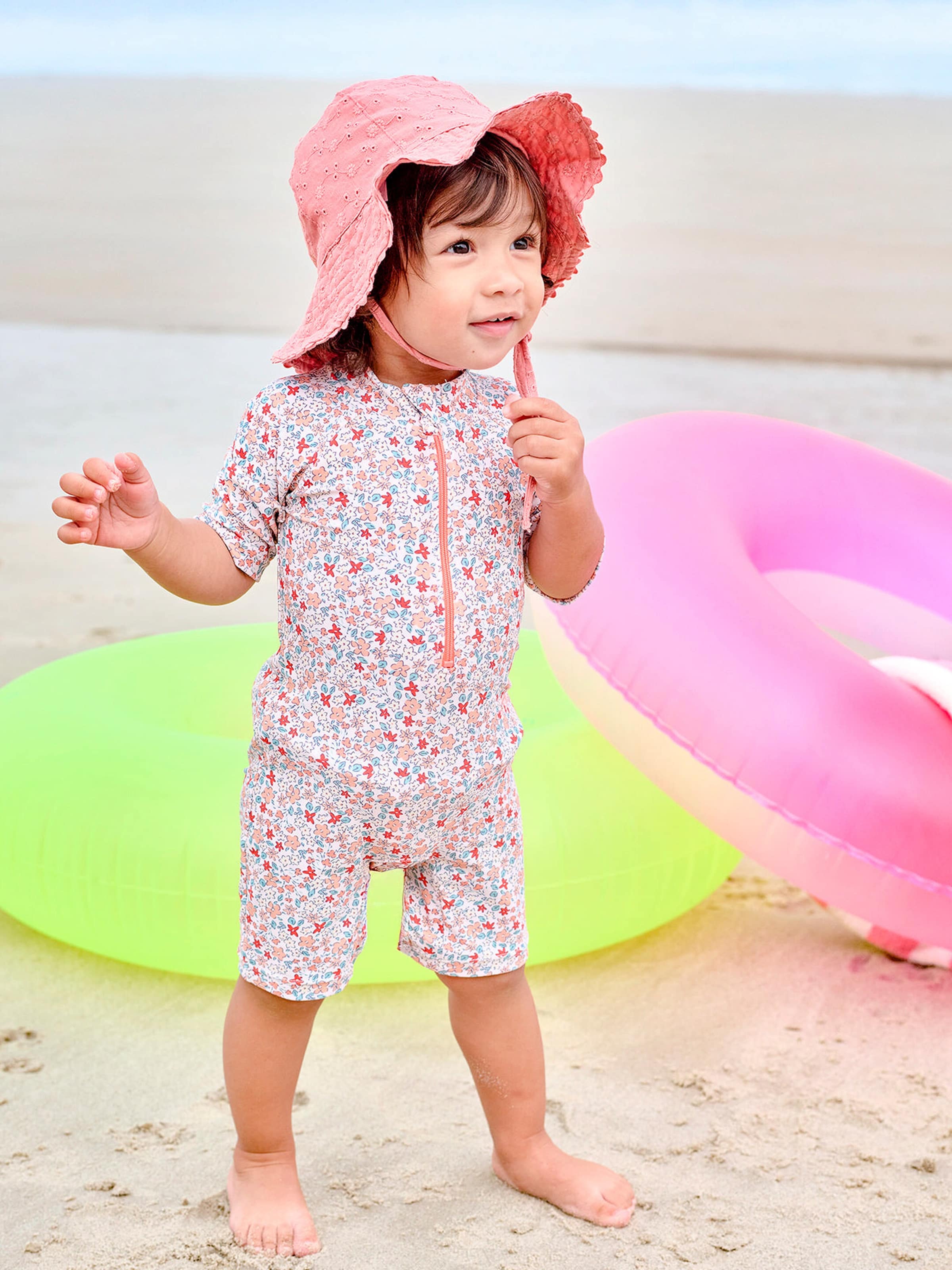 Vertbaudet Baby UV-Overall mit Schwimmwindel koralle