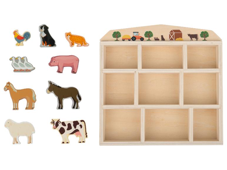Houten speeldoos met dieren