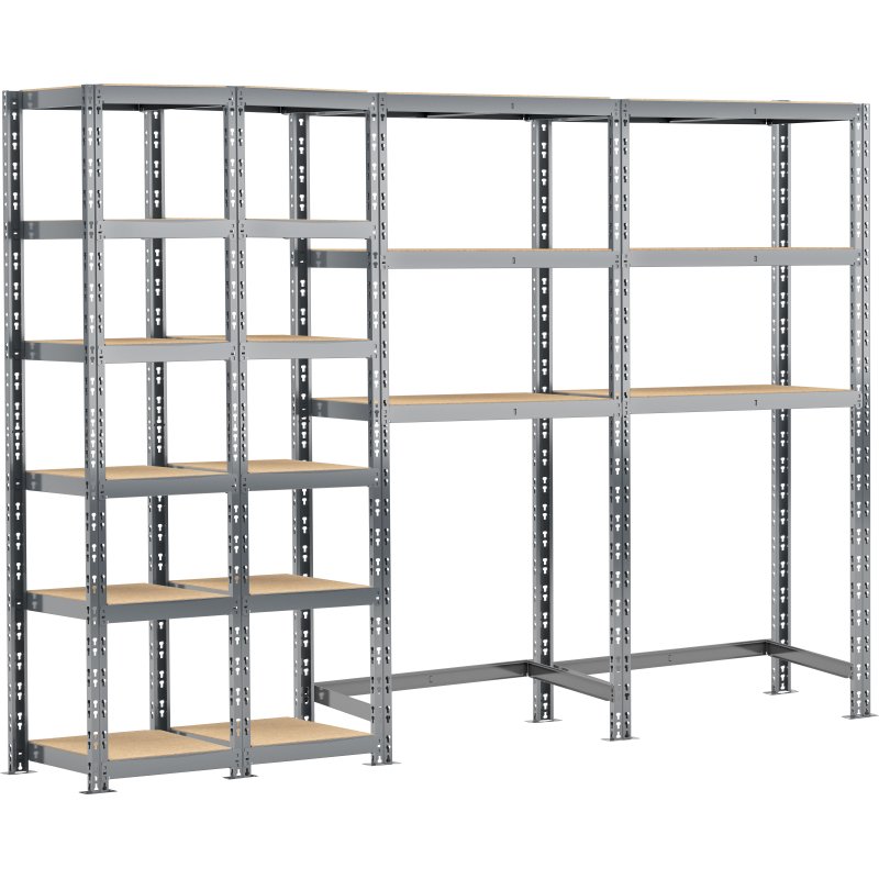 Rayonnage MODULO - Module 4 étagères - 18 plateaux