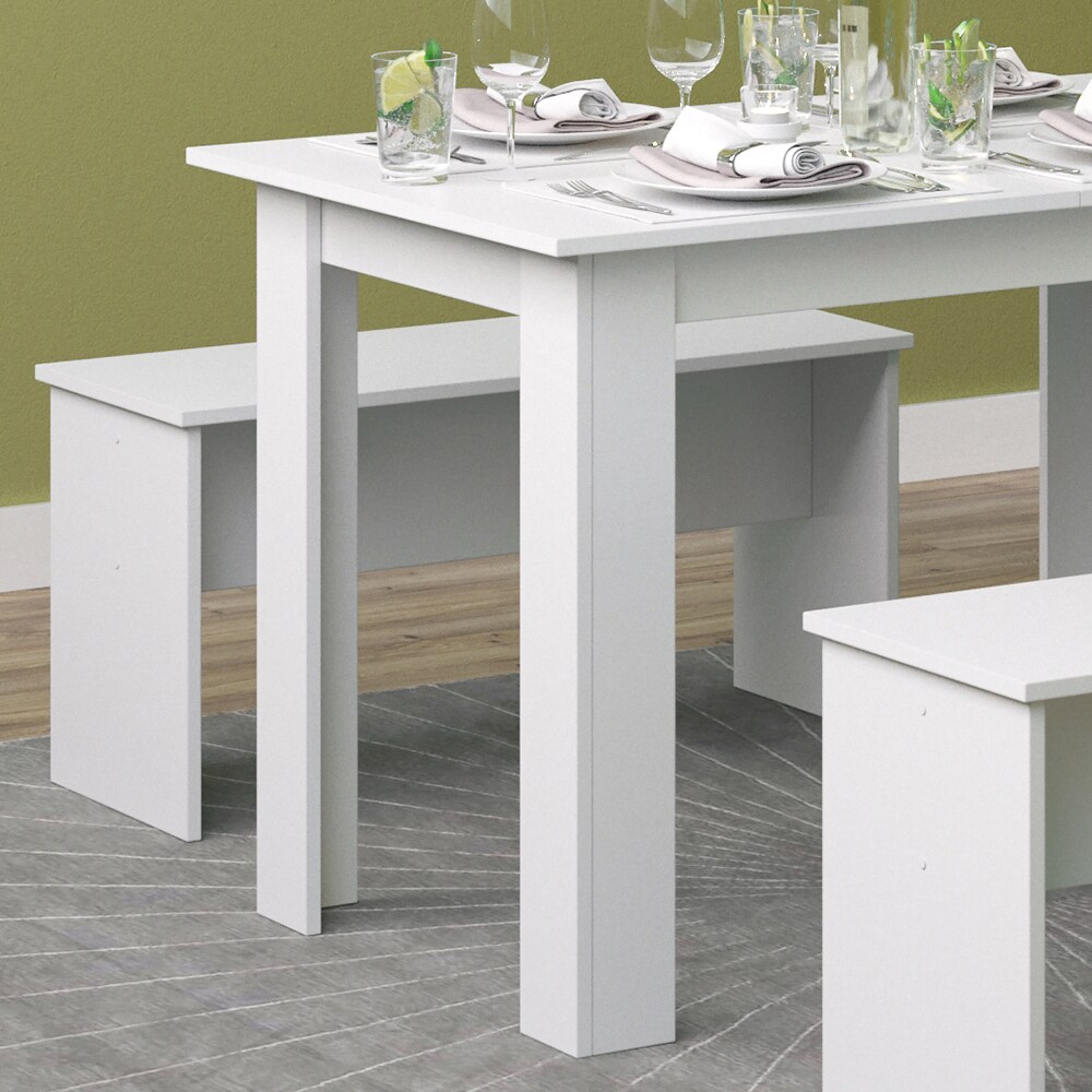 Vicco Tischgruppe Sitzgruppe Esszimmer Sentio Esstisch Sitzbank Weiß 110 cm