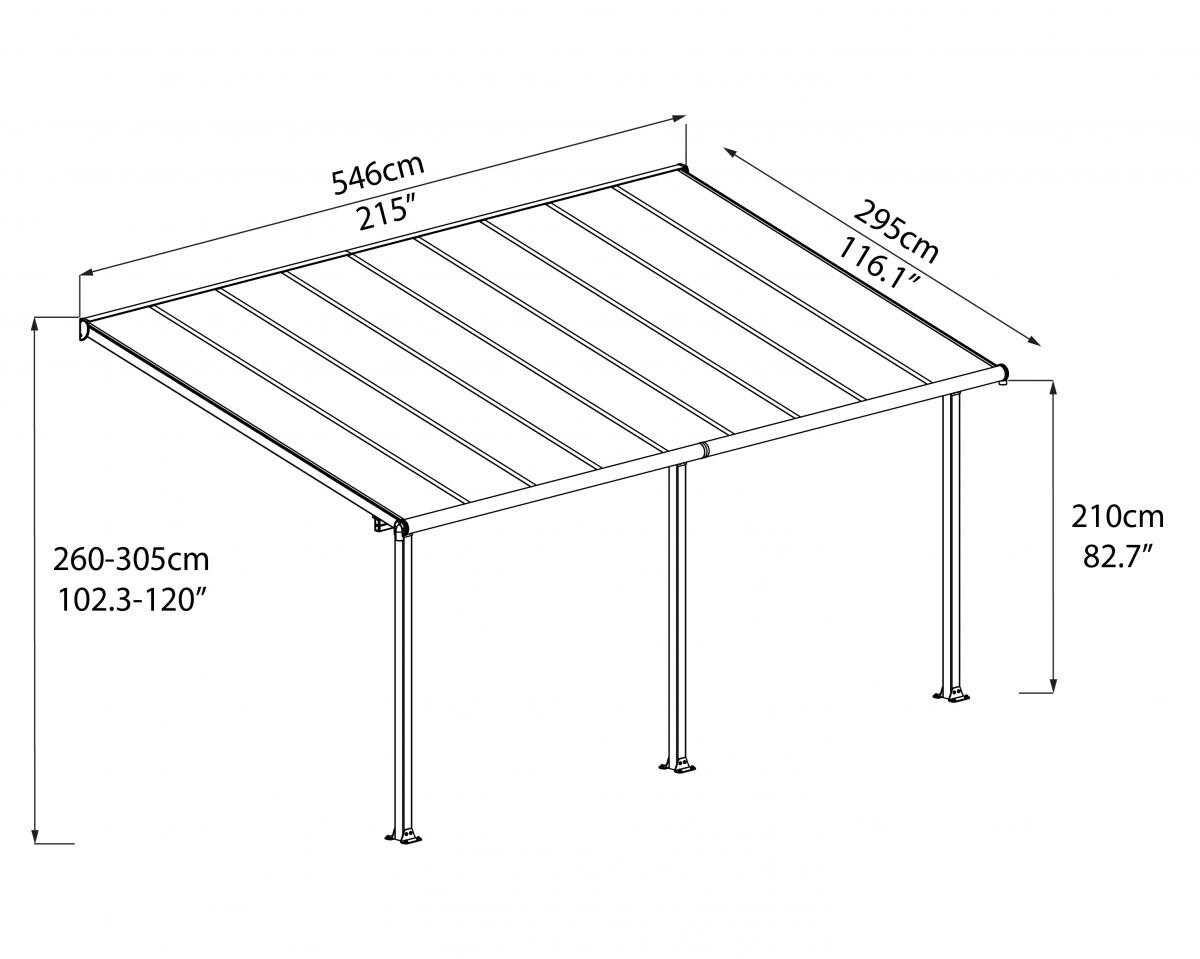 Palram Canopia Olympia Terrassenüberdachung weiß 546x295x305 cm