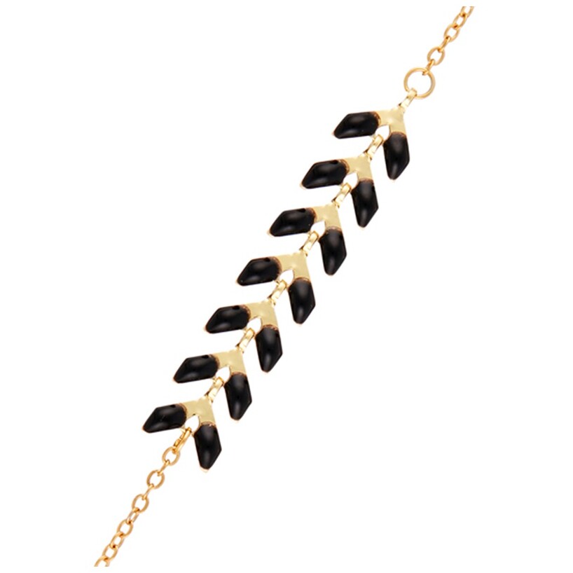 Bracelet Cerise - Laiton doré & époxy noire