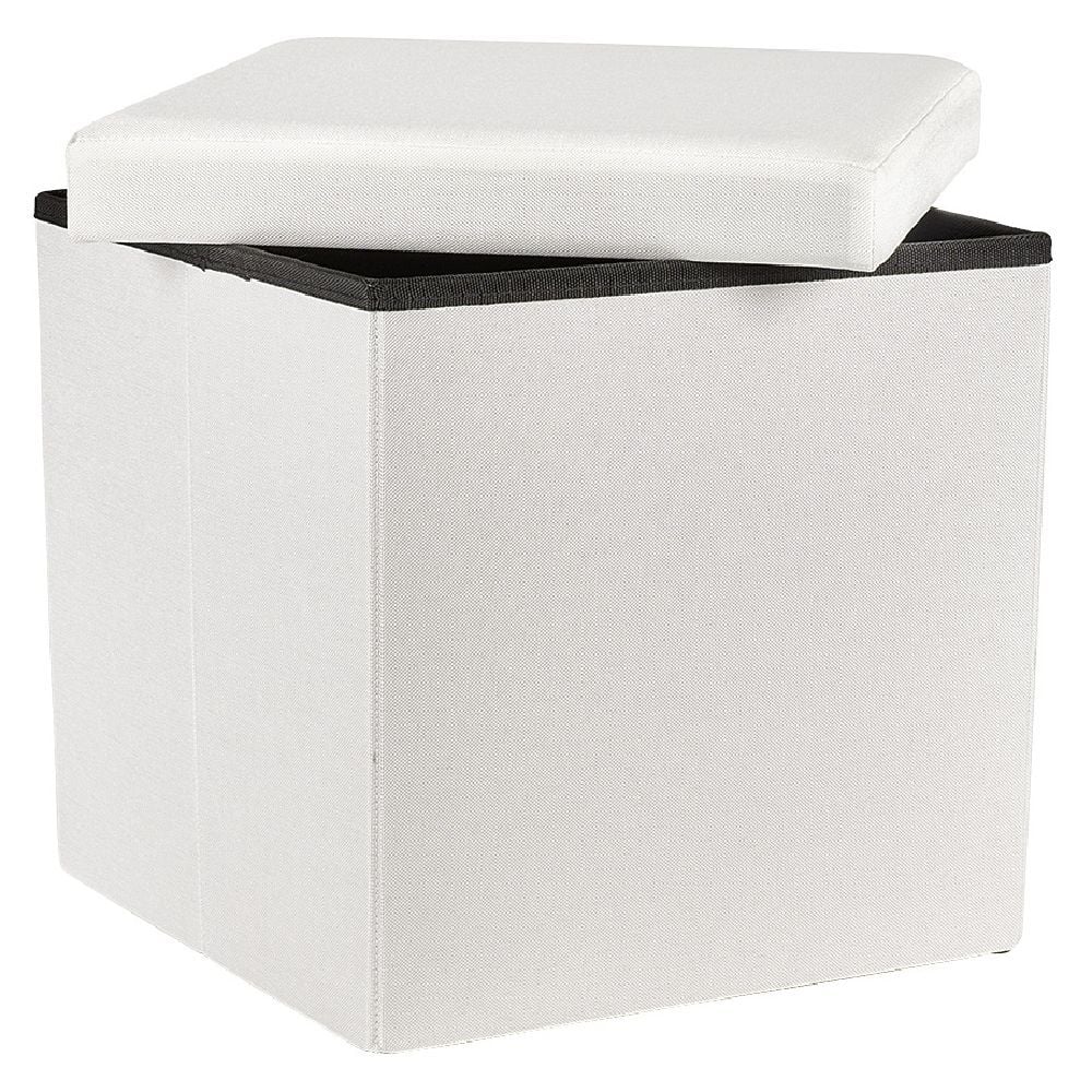 Coffre pouf Clara Blanc - L38 x P38 x H37,5 cm