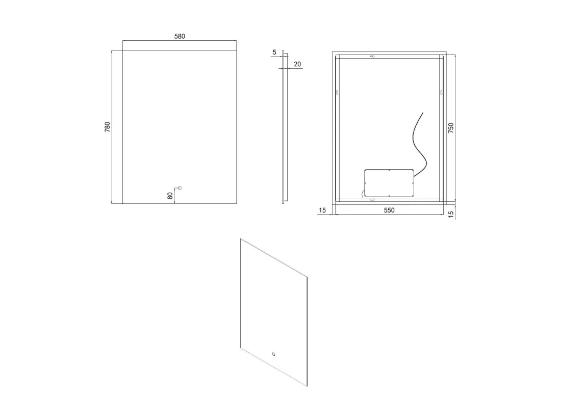 Miroir Salle de Bain avec Éclairage LED Medium Mason 78x58cm 6000K Blanc froid