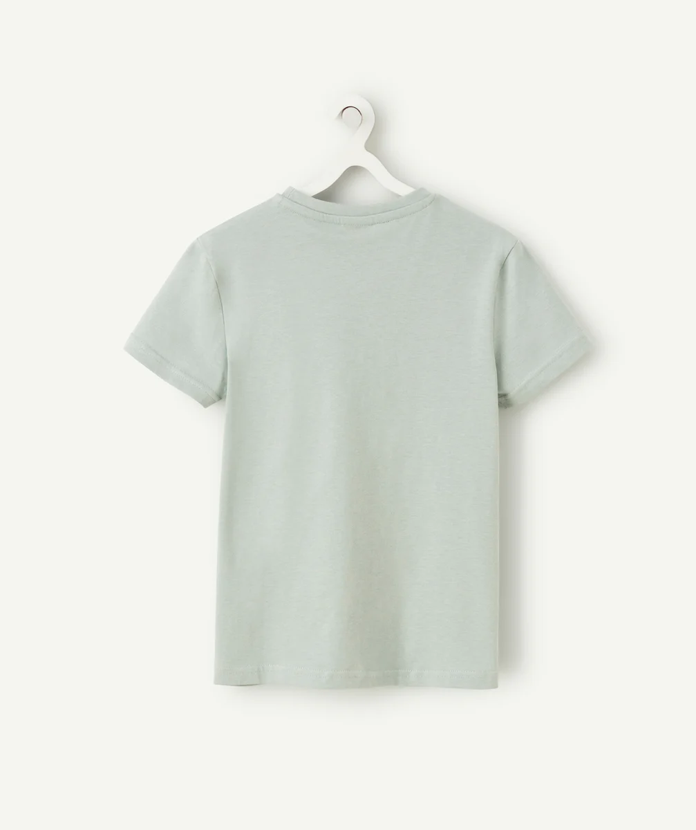 T-SHIRT GARÇON EN COTON VERT PÂLE AVEC POCHE
