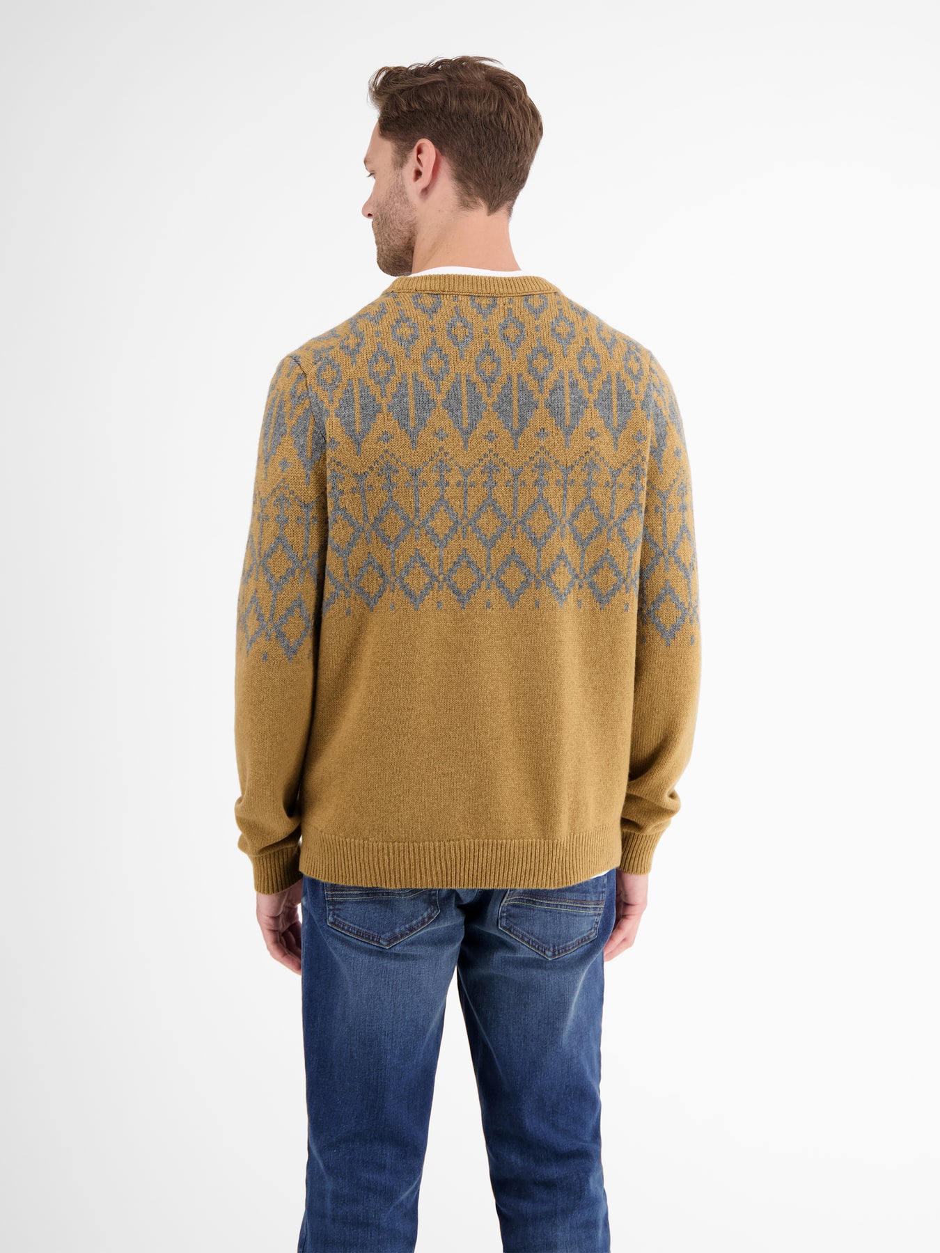 Jacquard-Pullover aus gestrickter Schurwolle mit Kaschmiranteil