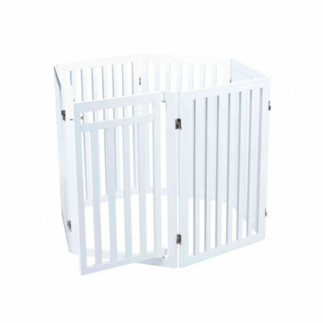 Barrière pliable avec porte en 4 parties pour chien Trixie