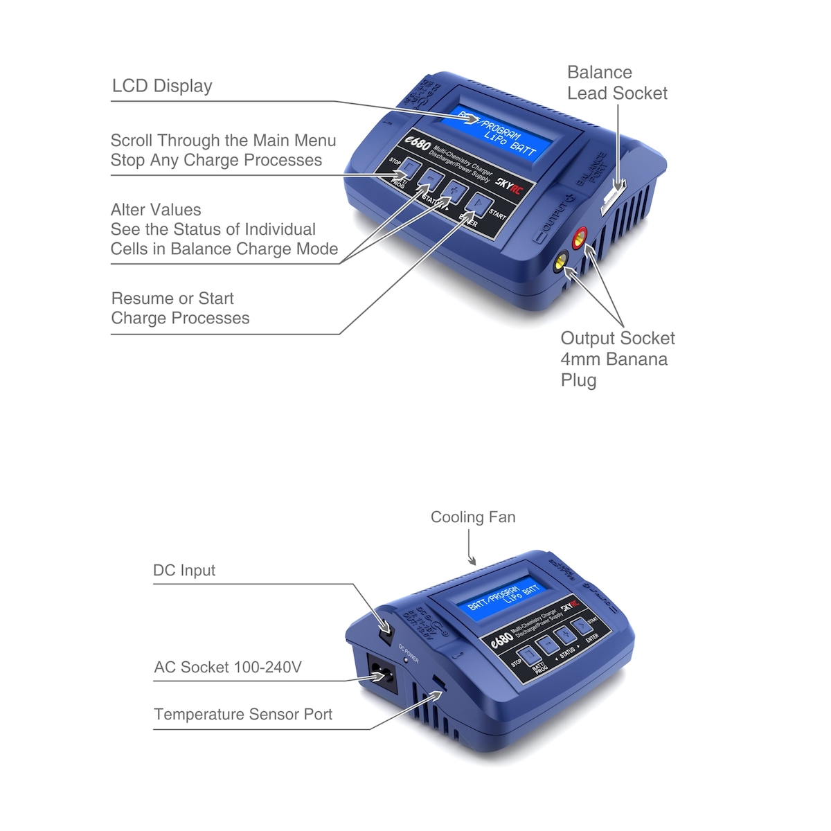 SkyRC E680 12/220V 80W Computerlader