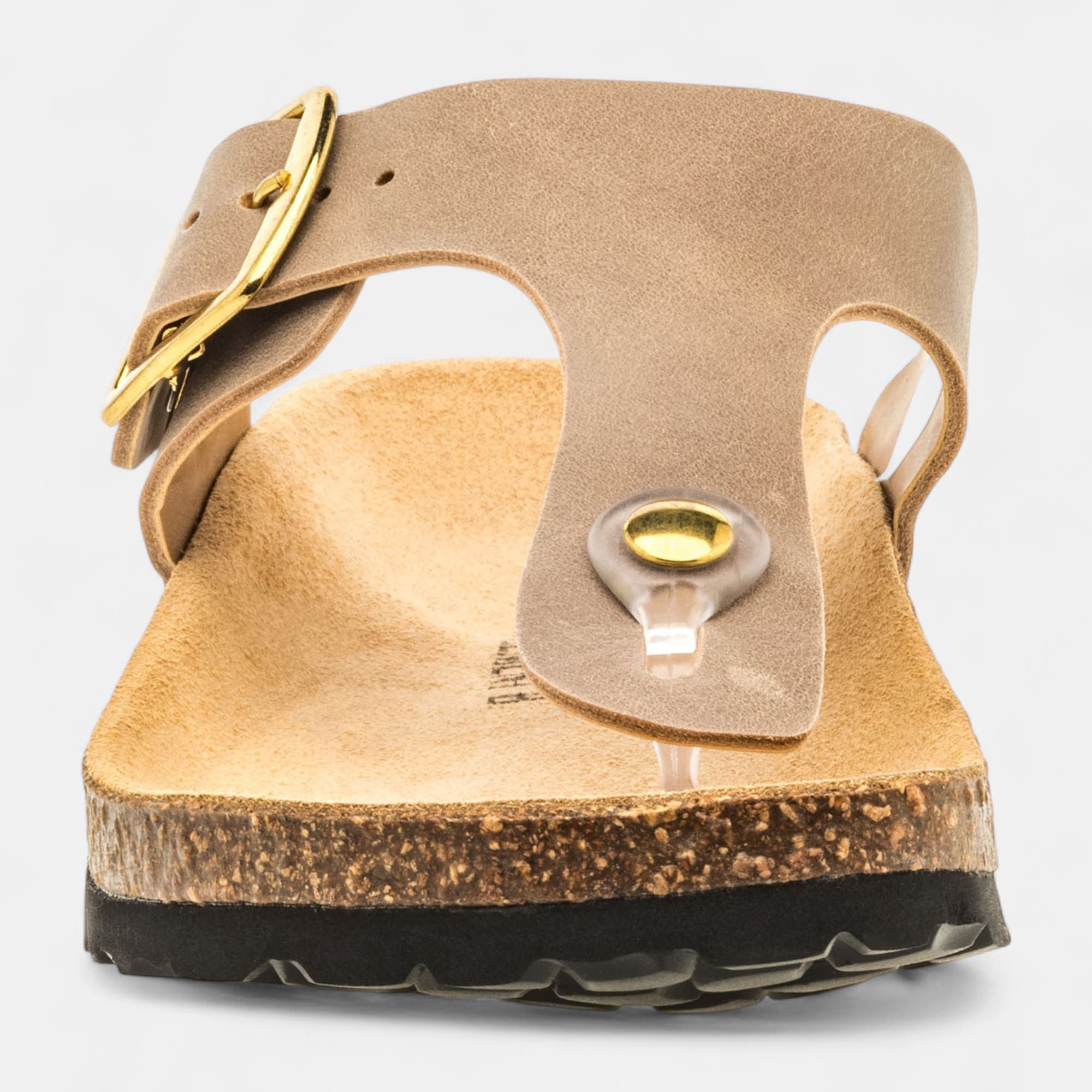 Mules semelle liège Femme en cuir taupe