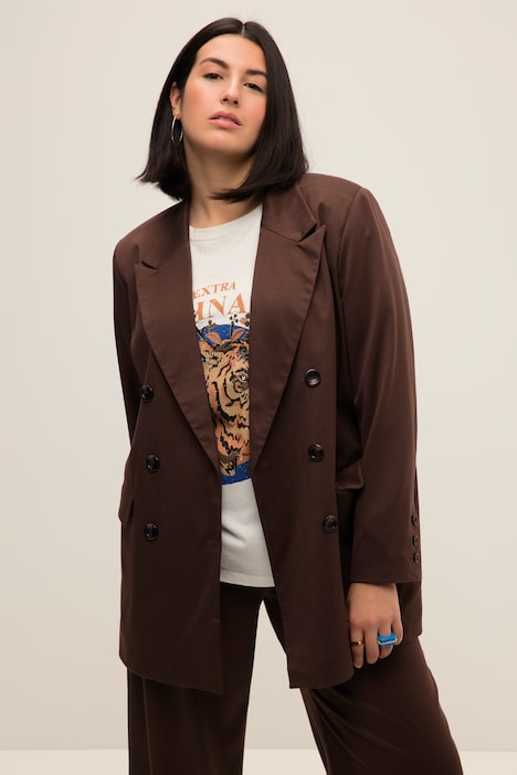 Blazer, Straight Fit, doppelreihig, Revers, Langarm