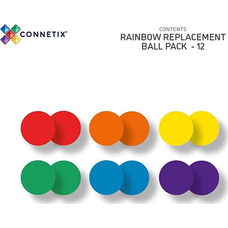 Connetix Ball Pack kugler til kuglebane 12 dele - Rainbow