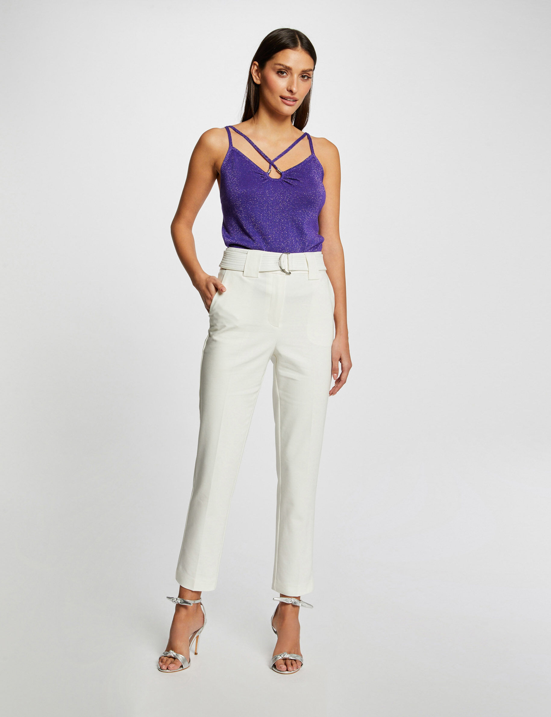 Débardeur pull bretelles fines violet fonce femme - violet_fonce