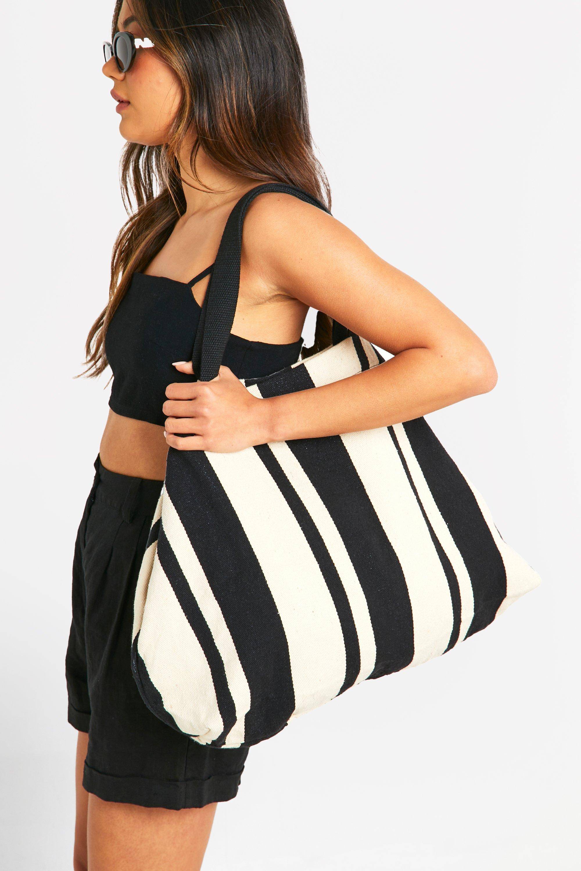boohoo Sac Cabas De Plage En Toile À Rayures