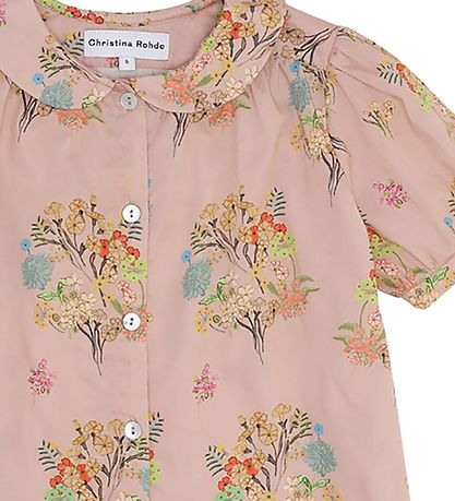 Christina Rohde Skjorte - Beige m. Blomster