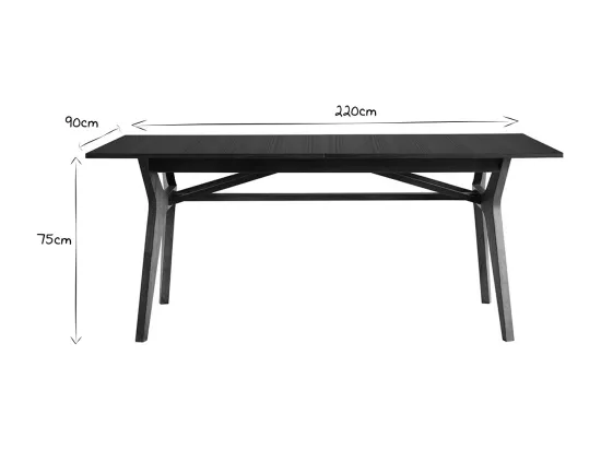 Table extensible rallonges intégrées rectangulaire bois foncé noyer L180-220 cm FOSTER