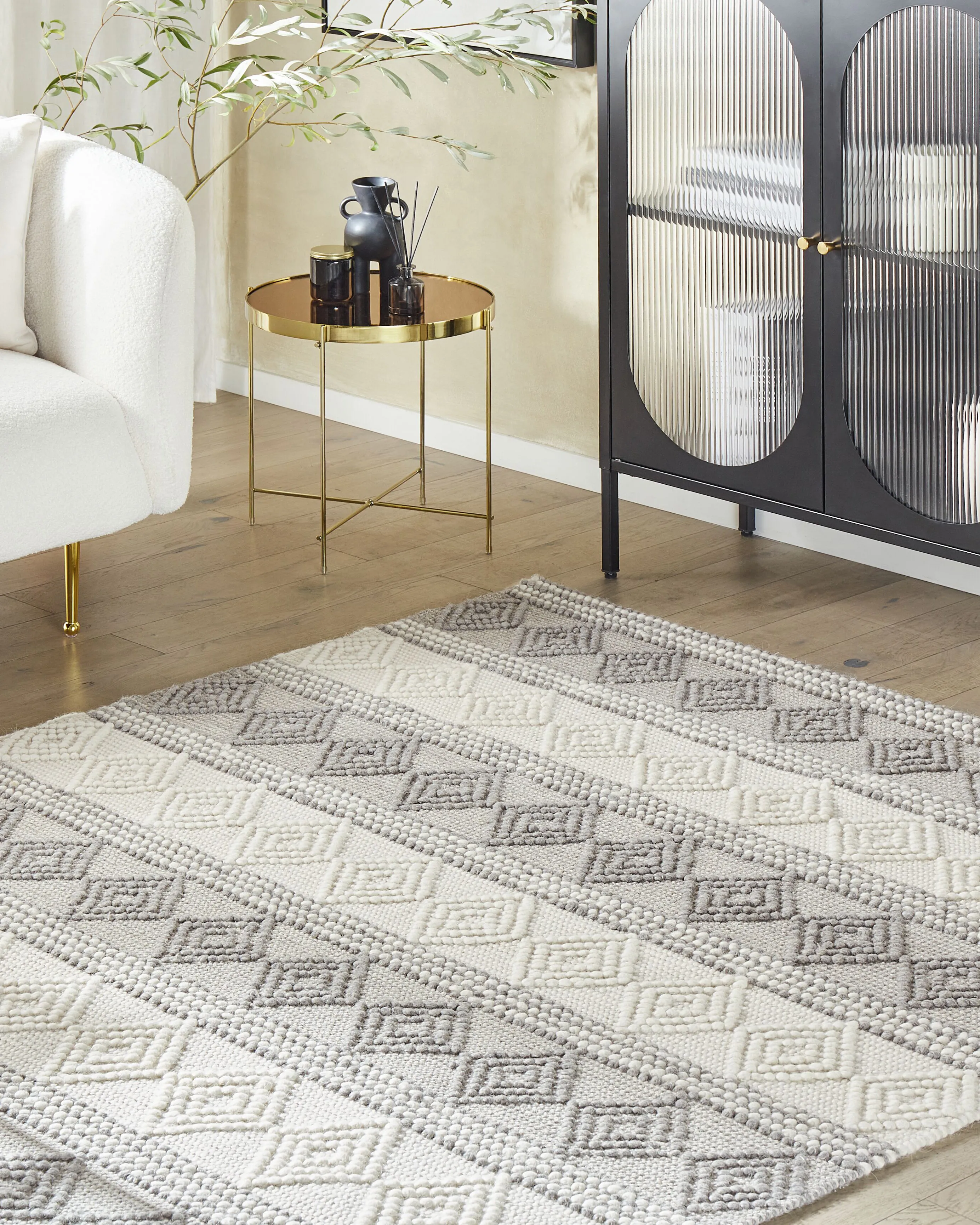 Vloerkleed BOZOVA Lichtbeige 160 x 230 cm Wol