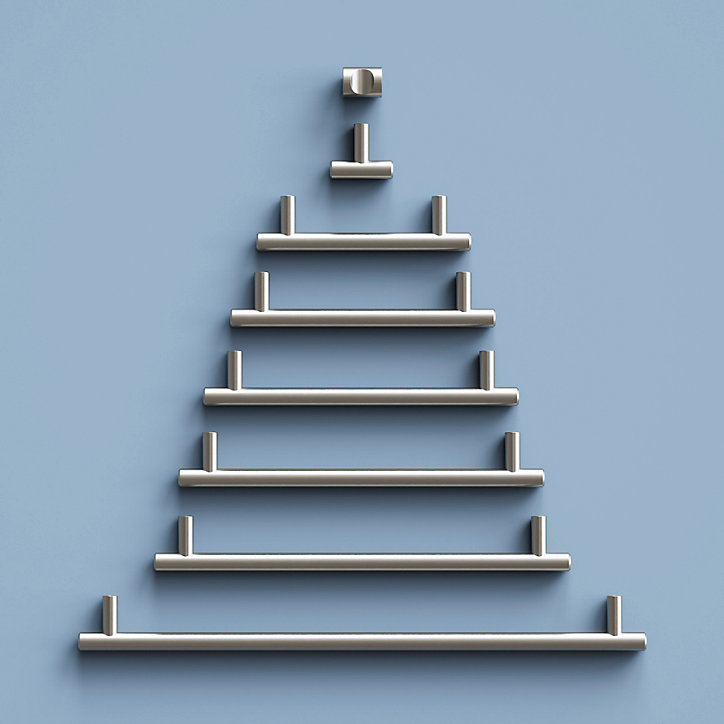 Poignée de meuble en T GoodHome Dizel acier effet nickel satin gris l.360mm x l.12mm x H. 35mm entraxe 320mm