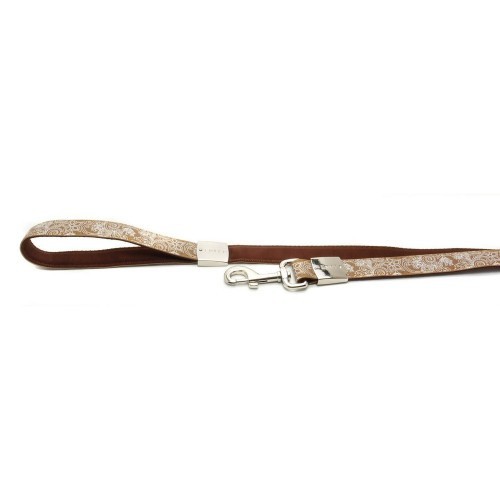Guia para cães com estampa de henna paisley, marrom