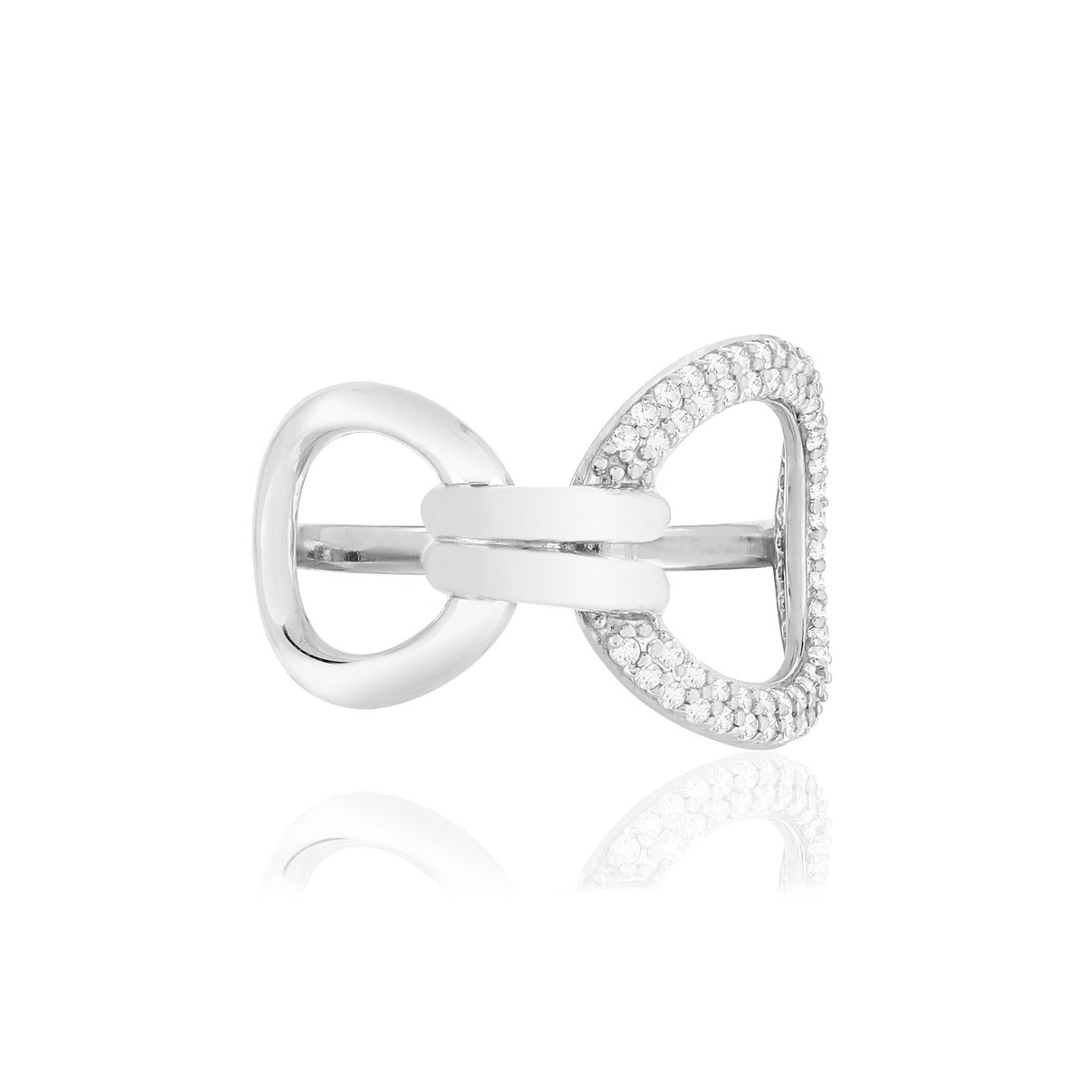 Bague argent zirconias, motif anneaux
