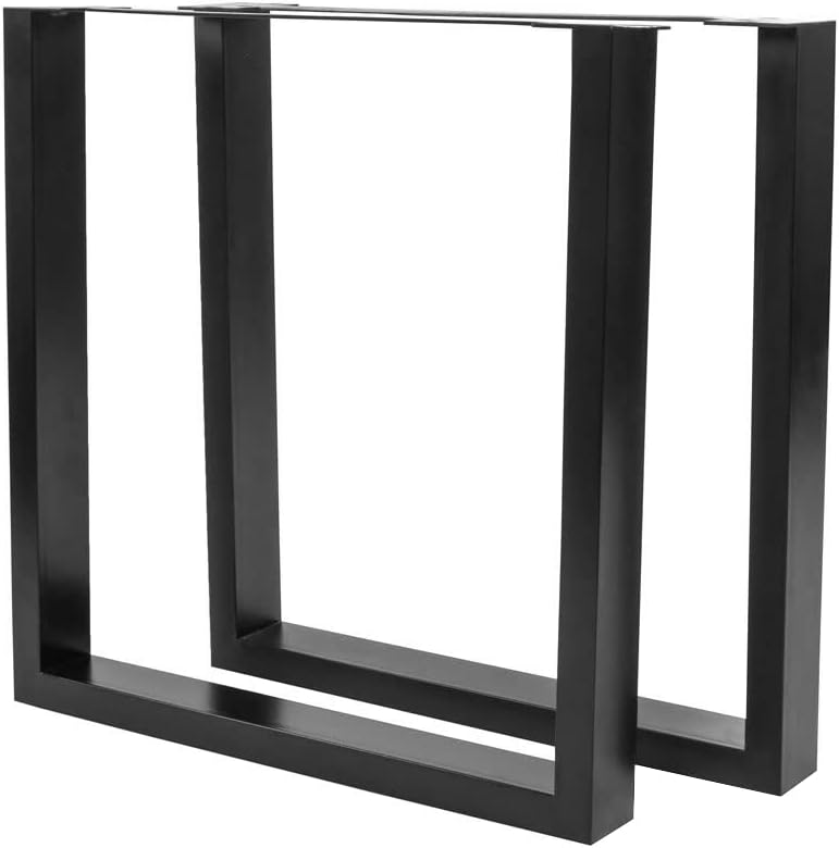 SAM Tischgestell in U-Form, 70 x 73 cm, 2er Set, Eisen schwarz lackiert, Kufengestell für Esstische & Schreibtische, Tischkufen für DIY-Projekte, Industrial-Design, Verstellbarer Bodenschutz