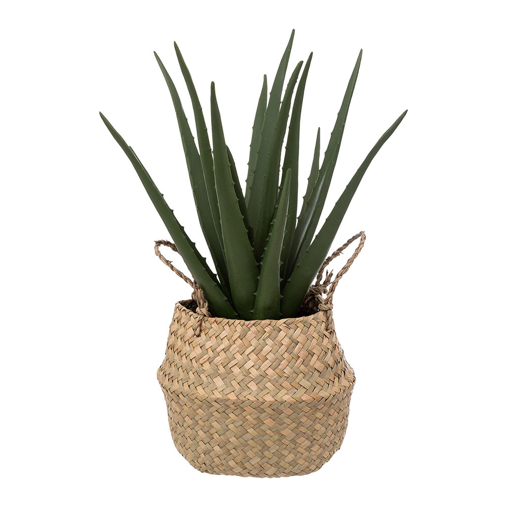 Aloe artificielle en panier naturel D 24x H 37cm