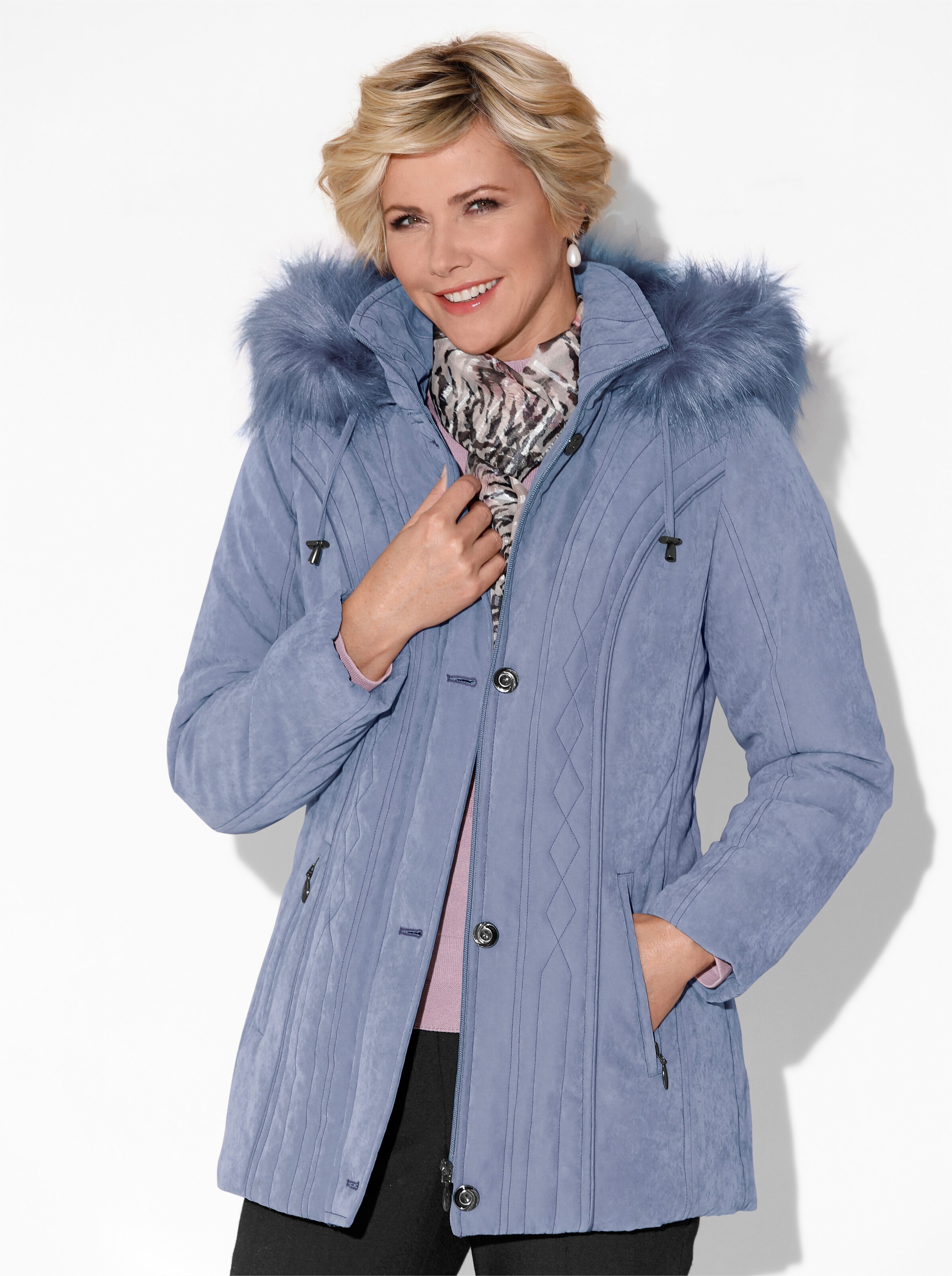 Steppjacke in taubenblau
