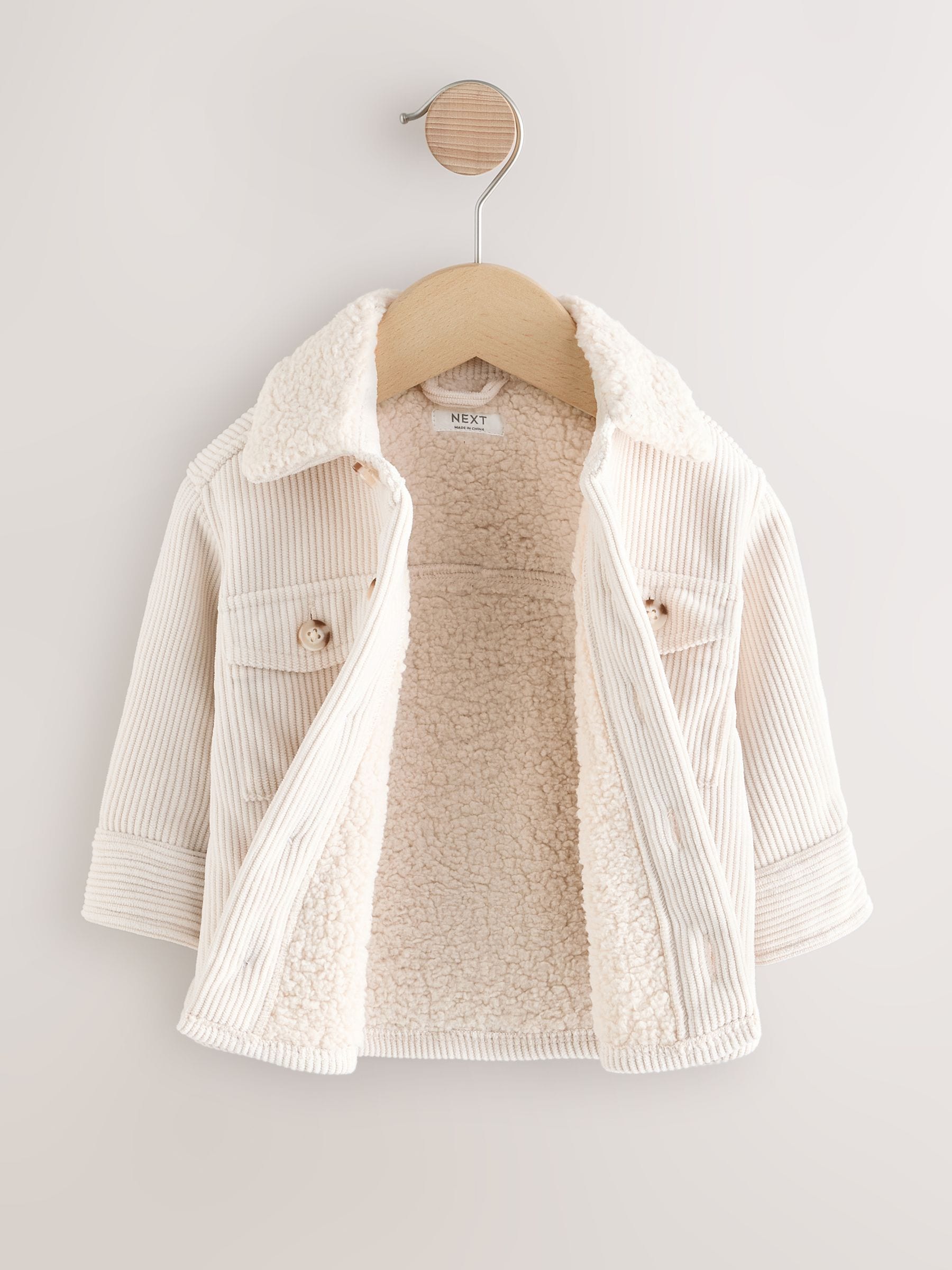 Ecru wit - Met borg gevoerde corduroy shacket (3mnd -7jr)