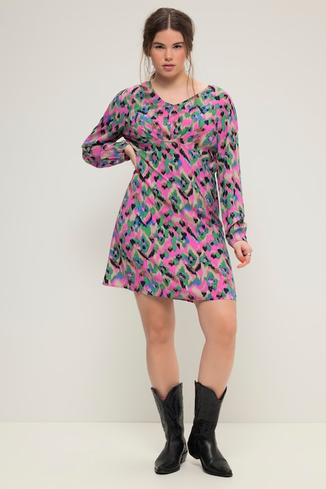Minikleid, Fitted Fit, Colorprint, Langarm