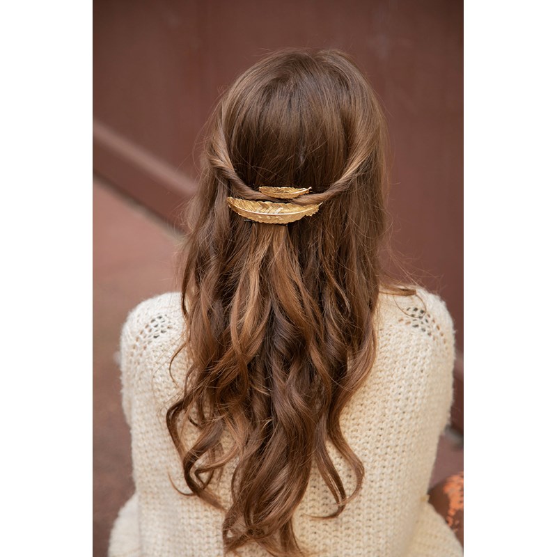 maxi barrette plume plaqué argent - PHÉBÉ
