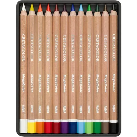 Cretacolor Megacolor Farbstifte / Künstlerstife, extra dick für große Flächen, 12 Stück