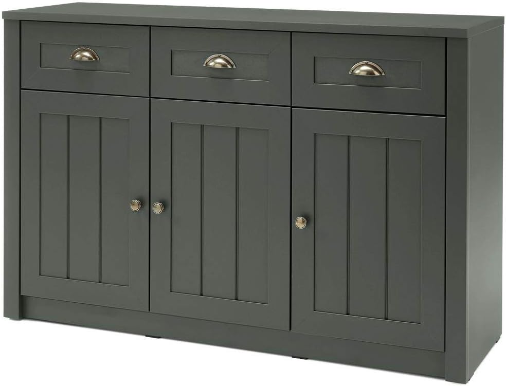 Lomadox Landhaus Anrichte Sideboard in englisch grün, 3 Türen und 3 Schubkästen, B/H/T ca.: 130/86/43 cm