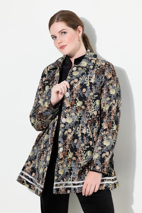 Jacke, Jacquardmuster, Hemdkragen, Schmuckknöpfe