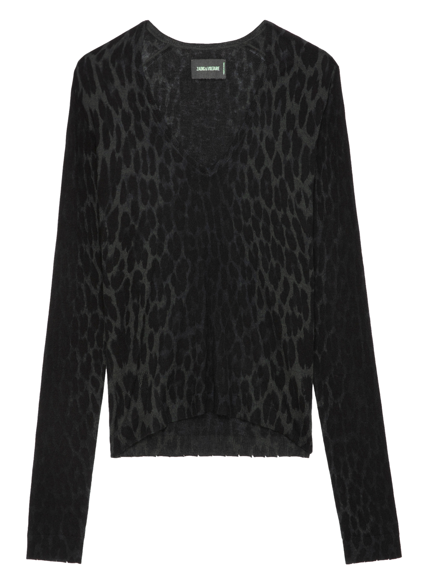 RIVY - Pull droit imprimé en cachemire| Vert