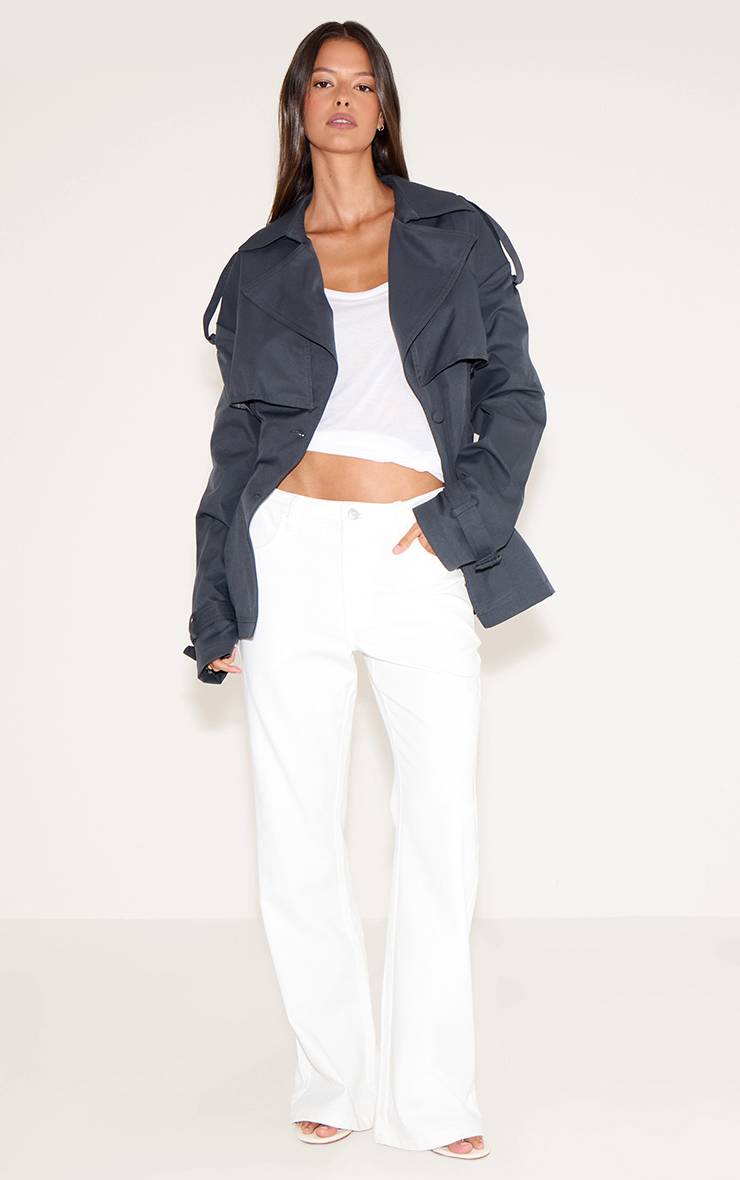 Charbon Trench-coat Ceinturé Raccourci