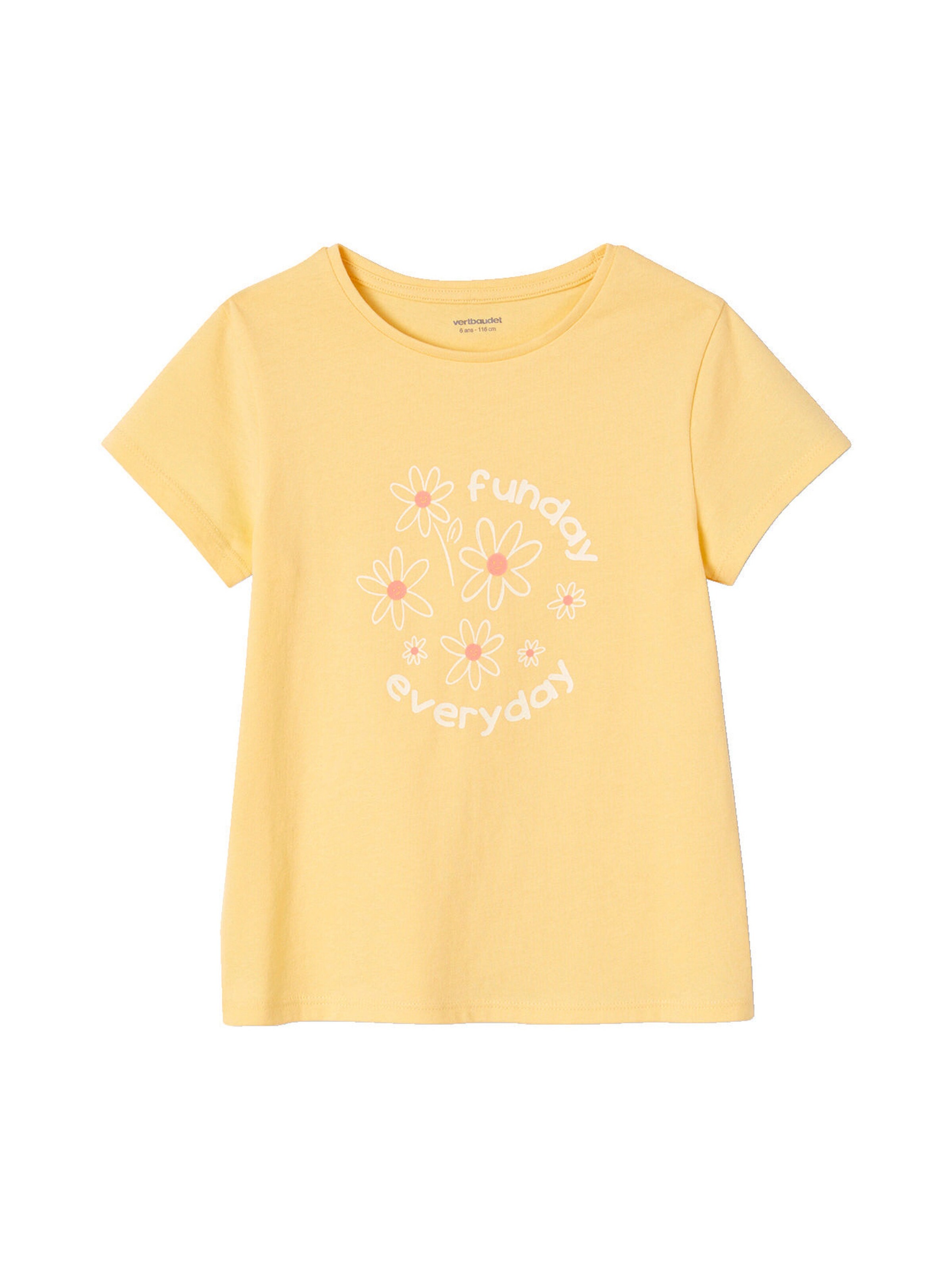 Vertbaudet 3er-Pack Mädchen T-Shirts, Glanzdetails BASIC pastellgelb