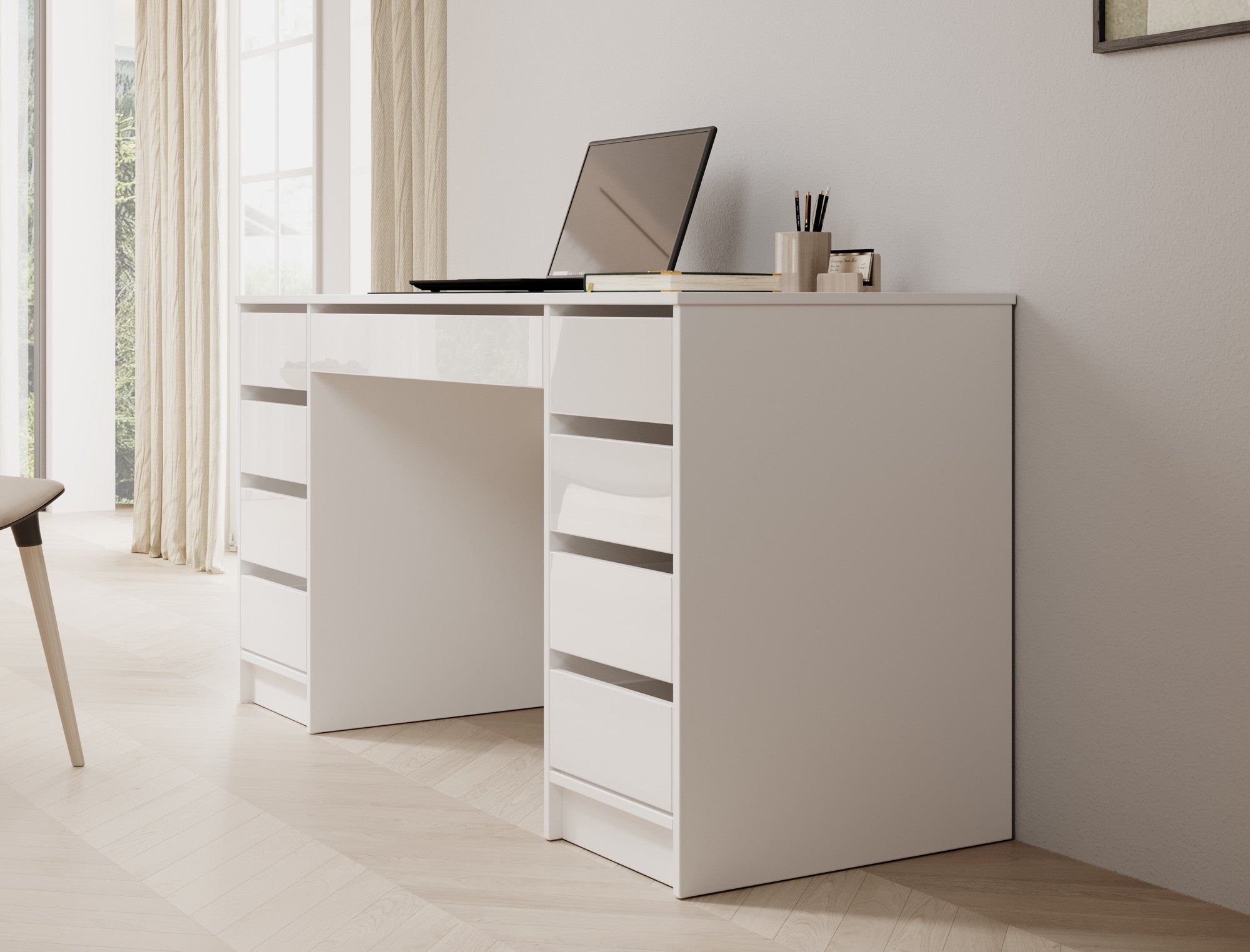 Avio 2 - Bureau - Wit hoogglans - 154x55 cm
