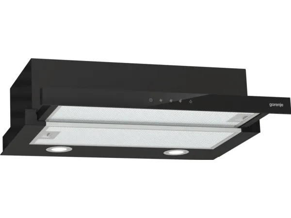 Gorenje Essential TH64E4BG - Hætte - teleskopisk - bredde: 60 cm - dybde: 30.6 cm - udtrækning og recirkulation (-) - sort